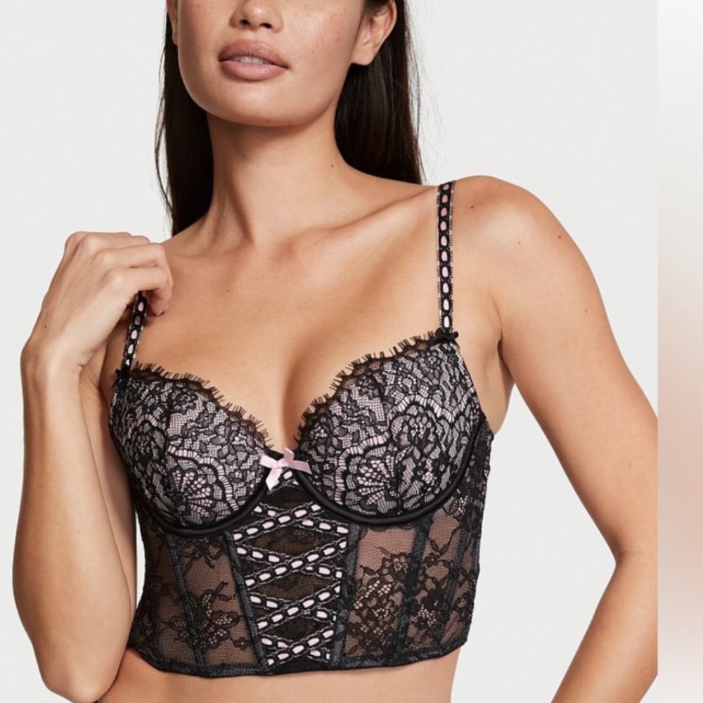 VICTORIA SECRET Lightly-Lined Heritage Ribbon Slot Bra Top